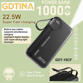 GDTINA 10000mAh 22.5W Super Fast Charging Power Bank-black